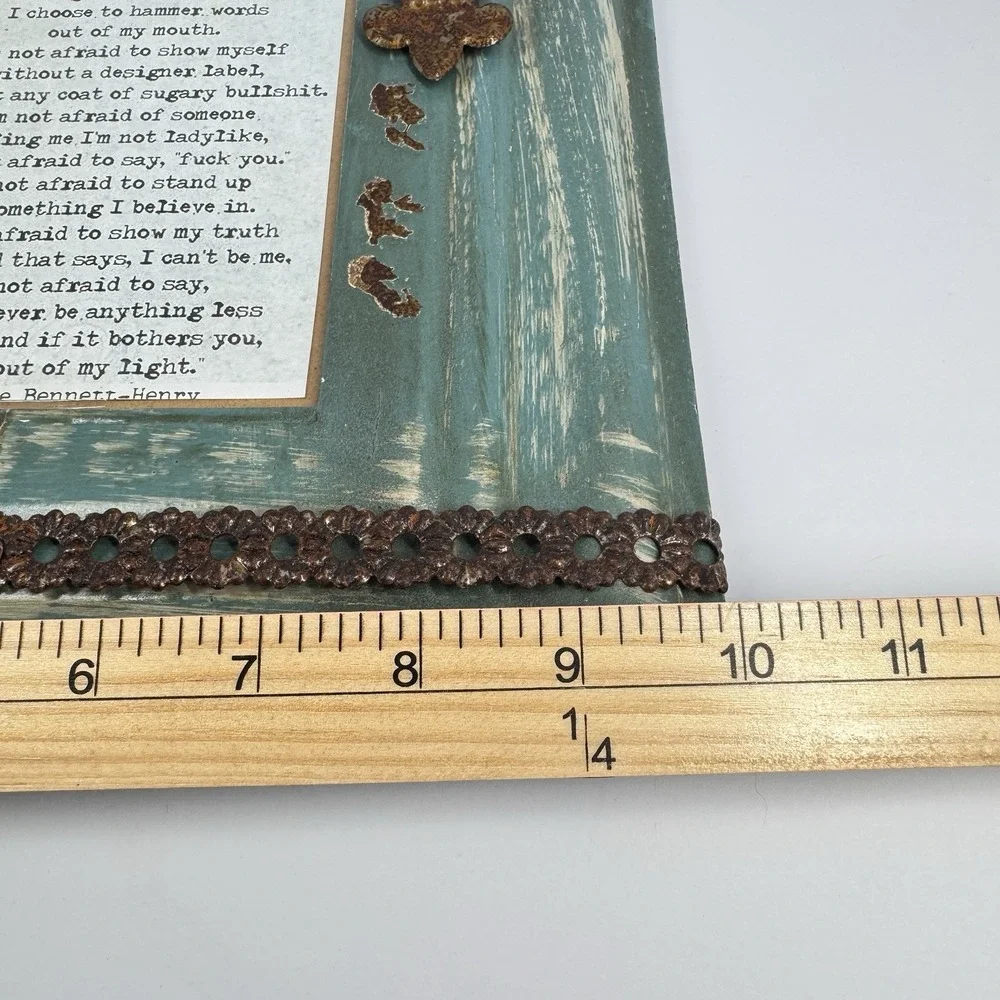 Kathleen Wedemeyer Handmade 4x6 Picture Frame‎ Distressed Teal Cross Farm